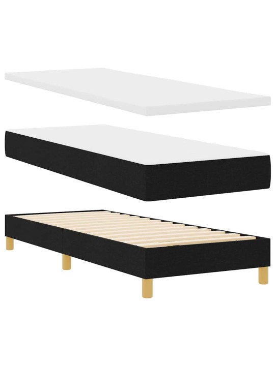Kastītes atsperu gulta ar matraci melna 80 x 200 cm audums