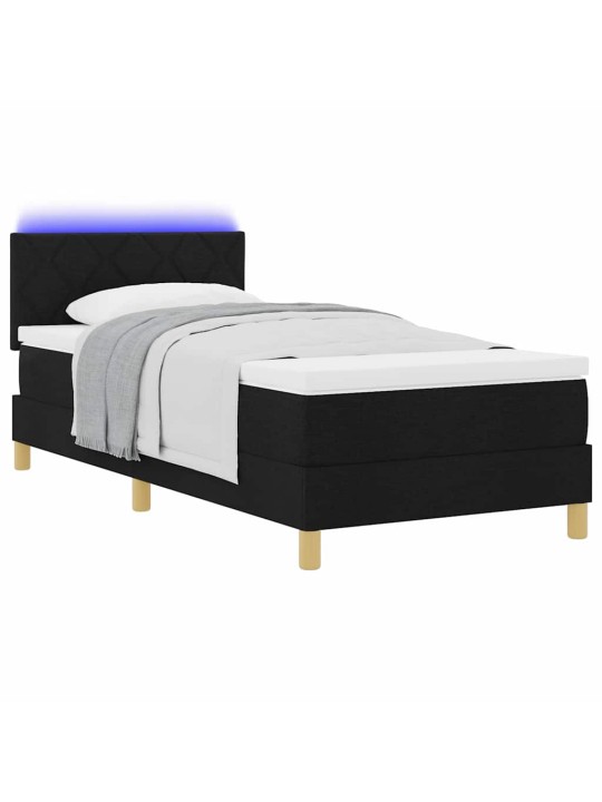 Kontinentālā gulta ar matraci melna 90 x 190 cm audums