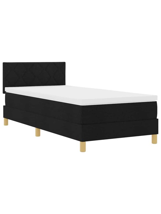 Kastītes atsperu gulta ar matraci melna 100 x 200 cm audums