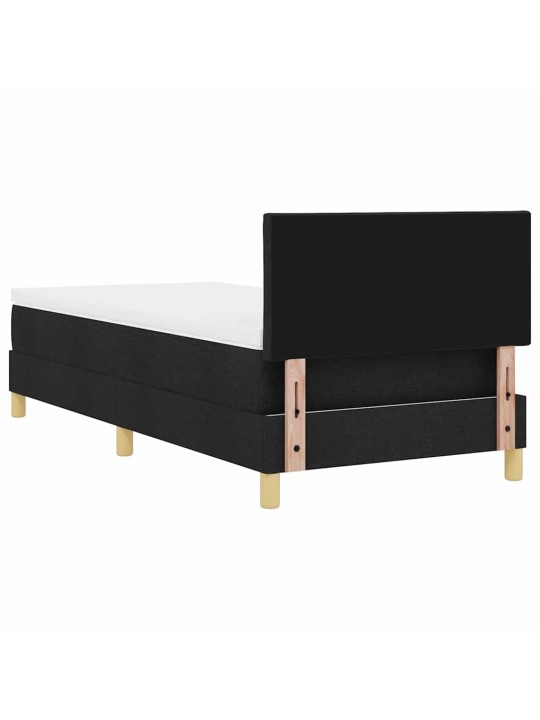 Kastītes atsperu gulta ar matraci melna 100 x 200 cm audums