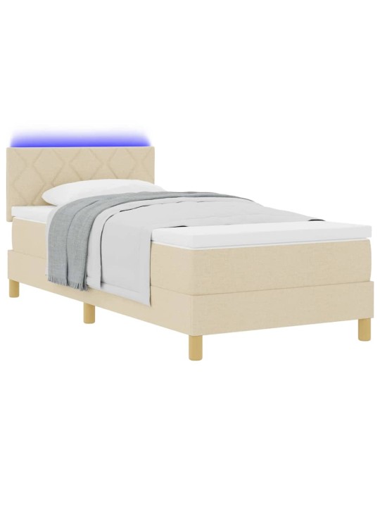 Kontinentālā gulta ar matraci krēmkrāsa 100 x 200 cm audums