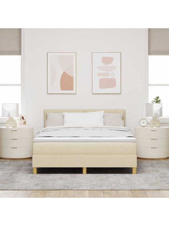 Kastītes atsperu gulta ar matraci krēmkrāsa 160 x 200 cm audums