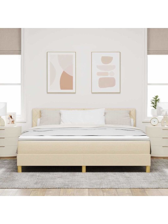 Kastītes atsperu gulta ar matraci krēmkrāsa 180 x 200 cm audums