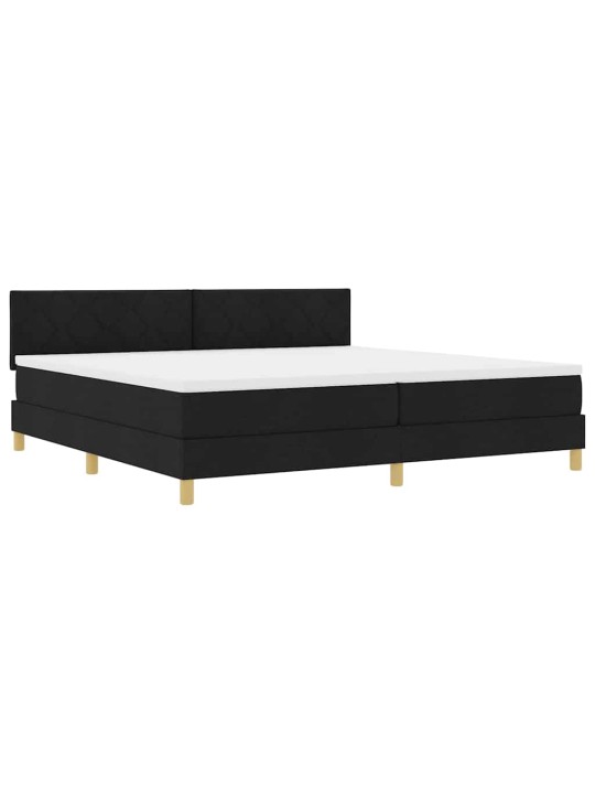 Kastītes atsperu gulta ar matraci melna 200 x 200 cm audums