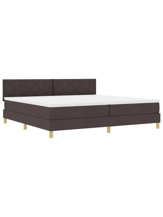Kastītes atsperu gulta tumši brūna 200 x 200 cm audums
