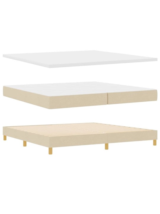 Kastītes atsperu gulta ar matraci krēmkrāsa 200 x 200 cm audums