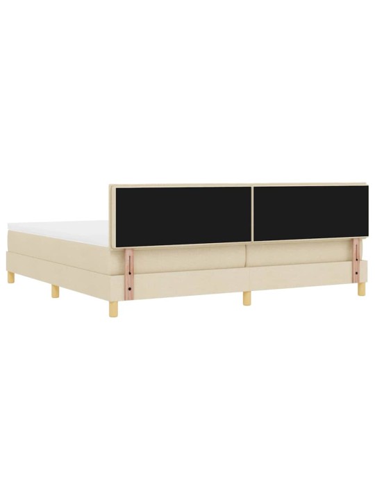 Kastītes atsperu gulta ar matraci krēmkrāsa 200 x 200 cm audums