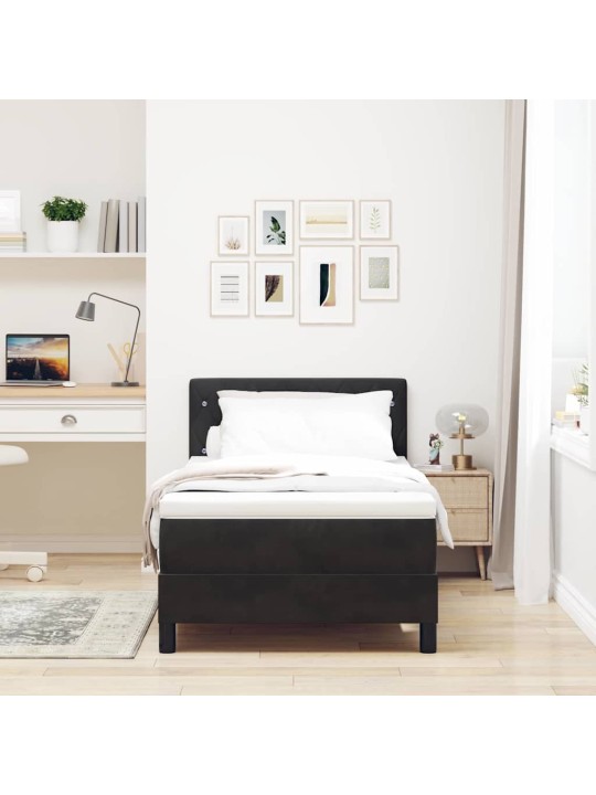 Kontinentālā gulta ar matraci melna 90 x 190 cm samts