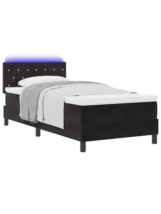 Kontinentālā gulta ar matraci melna 90 x 190 cm samts