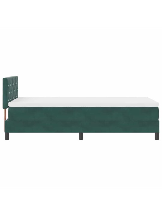 Kastītes atsperu gulta ar matraci tumši zaļa 90 x 200 cm samts