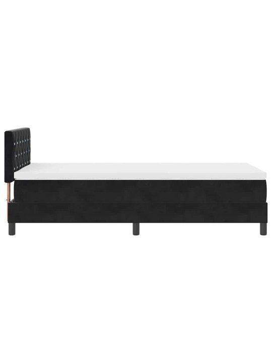 Kastītes atsperu gulta ar matraci melna 100 x 200 cm samts