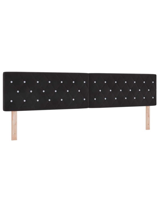 Kastītes atsperu gulta ar matraci melna 200 x 200 cm samts