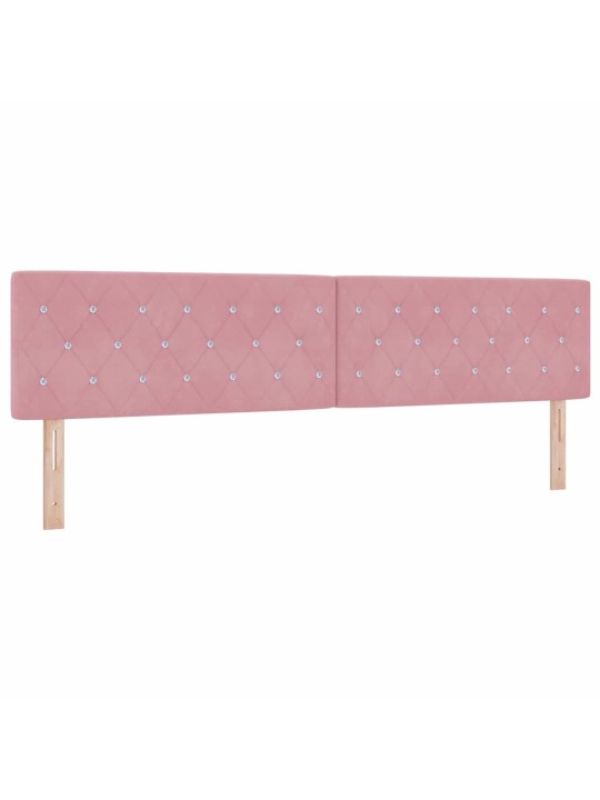 Kastītes atsperu gulta ar matraci rozā 200 x 200 cm samts