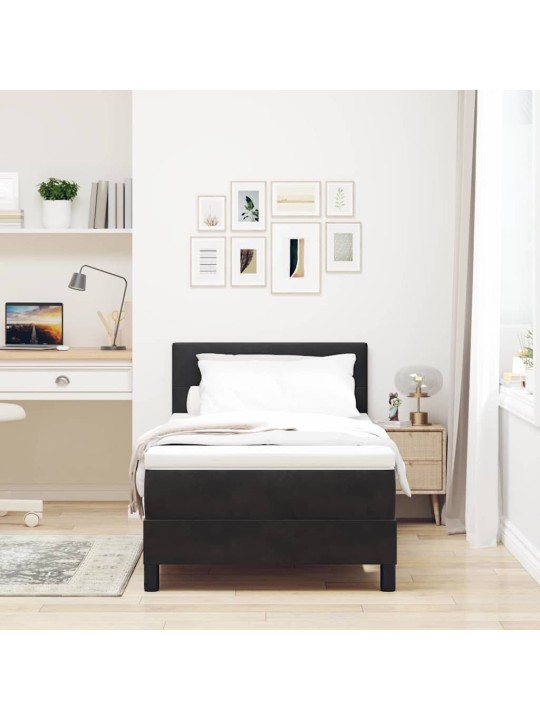 Kontinentālā gulta ar matraci melna 90 x 190 cm samts