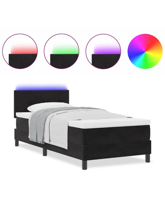 Kontinentālā gulta ar matraci melna 90 x 190 cm samts