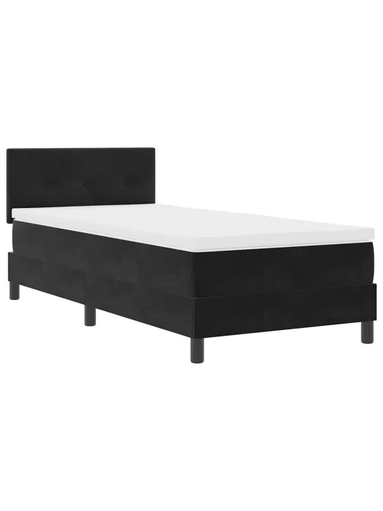 Kastītes atsperu gulta ar matraci melna 100 x 200 cm samts