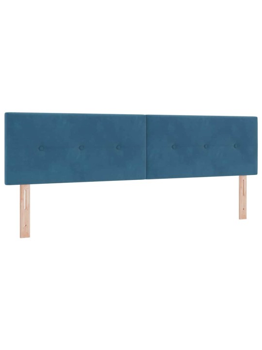 Kastītes atsperu gulta ar matraci tumši zila 180 x 200 cm samts
