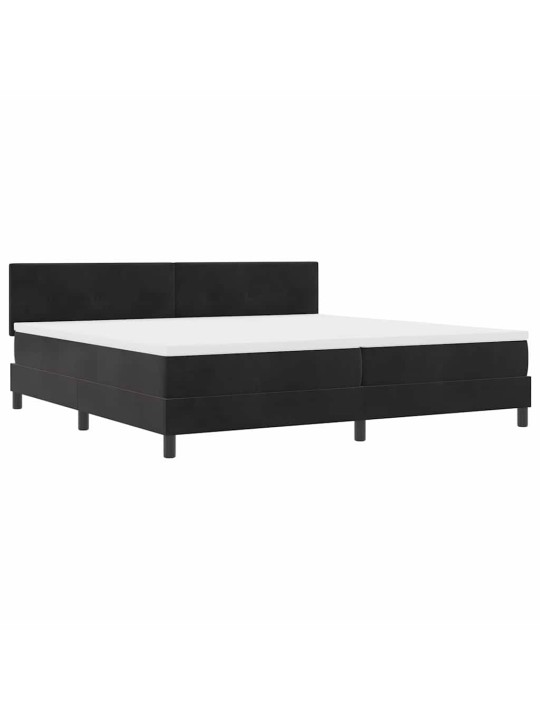 Kastītes atsperu gulta ar matraci melna 200 x 200 cm samts