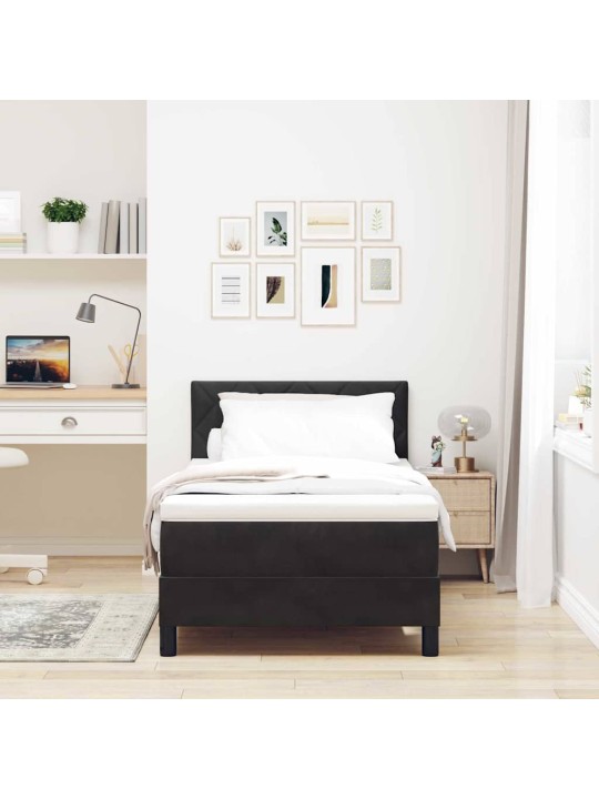 Kontinentālā gulta ar matraci melna 90 x 190 cm samts