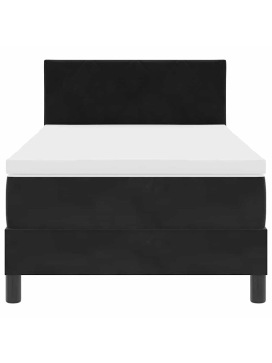 Kontinentālā gulta ar matraci melna 90 x 190 cm samts