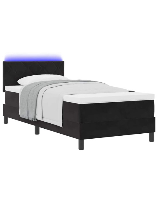 Kontinentālā gulta ar matraci melna 90 x 190 cm samts