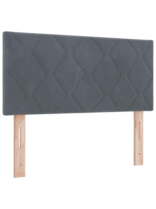 Kastītes atsperu gulta tumši pelēka 90 x 200 cm samts