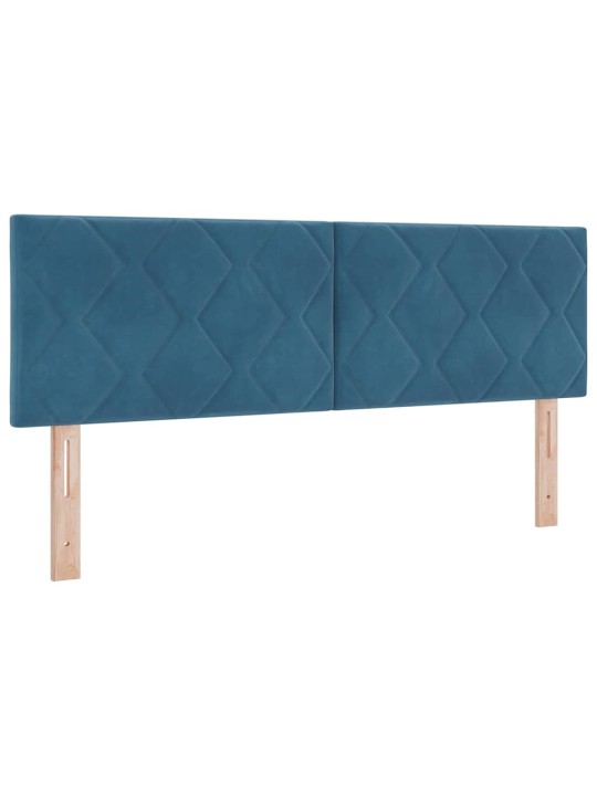 Kastītes atsperu gulta ar matraci tumši zila 140 x 190 cm samts