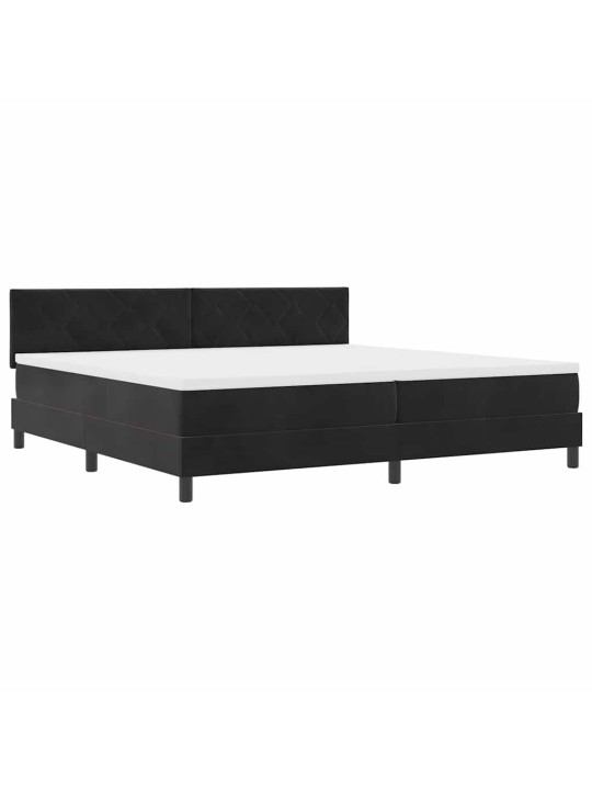 Kastītes atsperu gulta ar matraci melna 200 x 200 cm samts