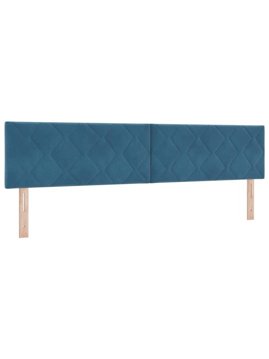 Kastītes atsperu gulta ar matraci tumši zila 200 x 200 cm samts