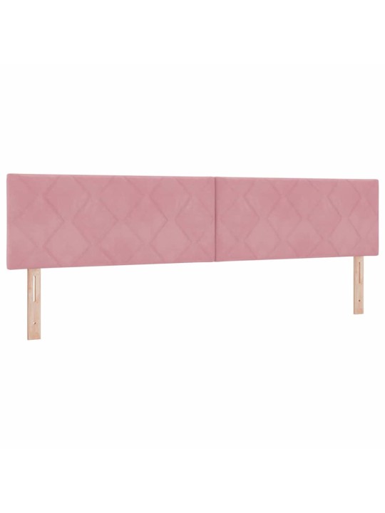Kastītes atsperu gulta ar matraci rozā 200 x 200 cm samts