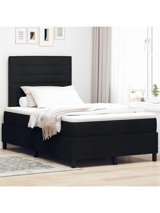 Kontinentālā gulta ar matraci melna 120 x 200 cm audums