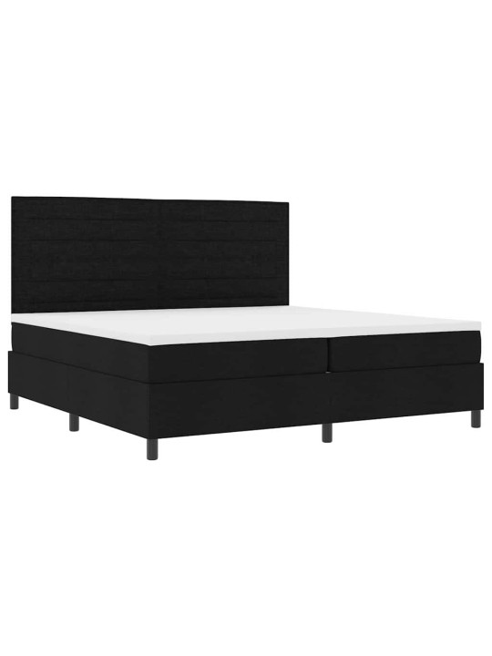 Kastītes atsperu gulta ar matraci melna 200 x 200 cm audums
