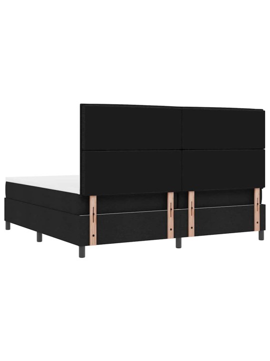 Kastītes atsperu gulta ar matraci melna 200 x 200 cm audums