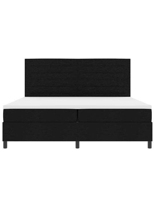 Kastītes atsperu gulta ar matraci melna 200 x 200 cm audums