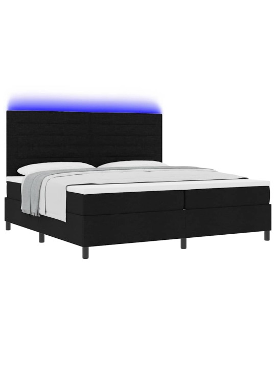Kastītes atsperu gulta ar matraci melna 200 x 200 cm audums