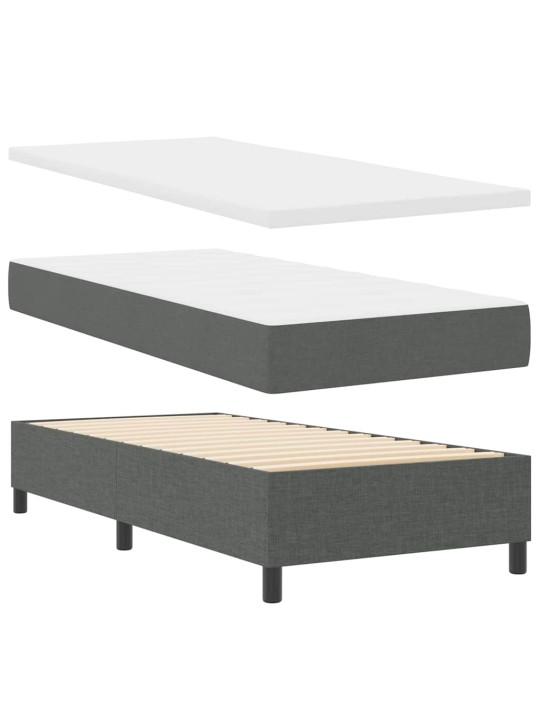 Kastītes atsperu gulta tumši pelēka 80 x 200 cm audums