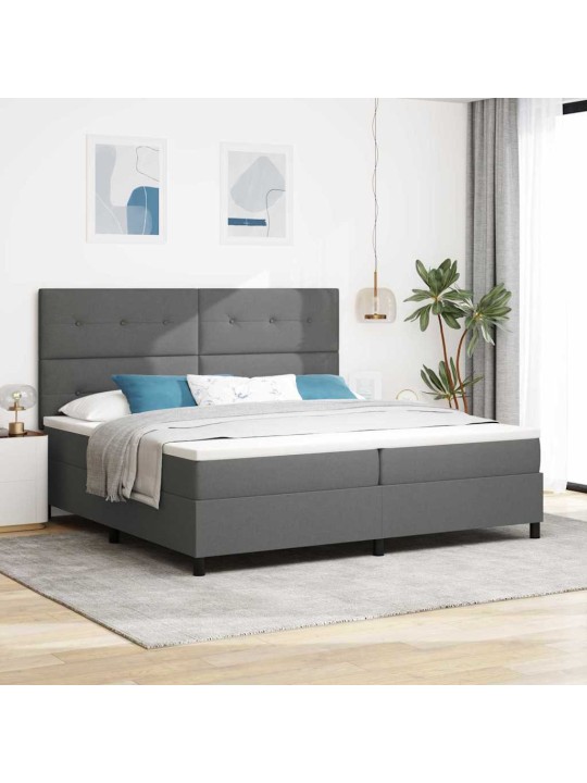 Kastītes atsperu gulta tumši pelēka 200 x 200 cm audums