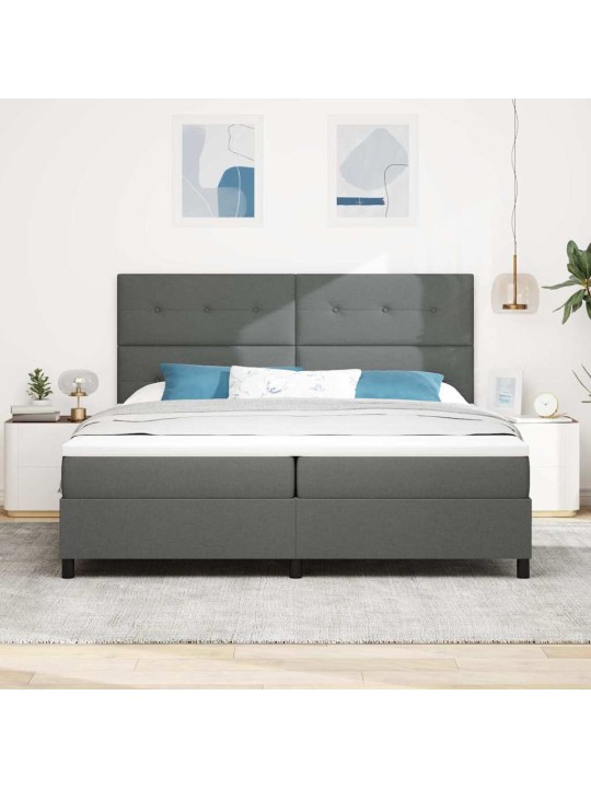 Kastītes atsperu gulta tumši pelēka 200 x 200 cm audums