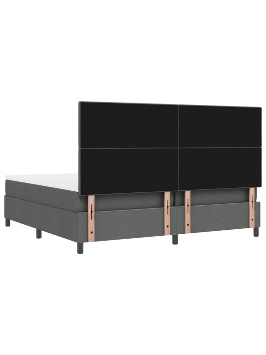 Kastītes atsperu gulta tumši pelēka 200 x 200 cm audums