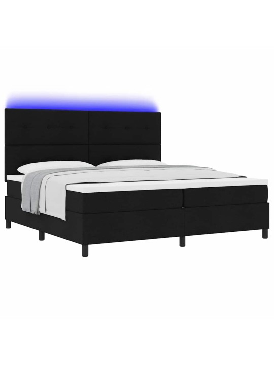 Kastītes atsperu gulta ar matraci melna 200 x 200 cm audums