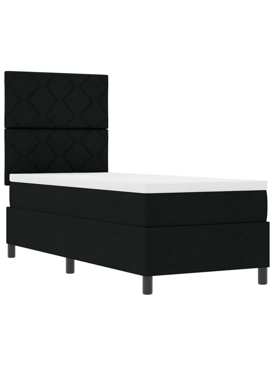 Kastītes atsperu gulta ar matraci melna 80 x 200 cm audums