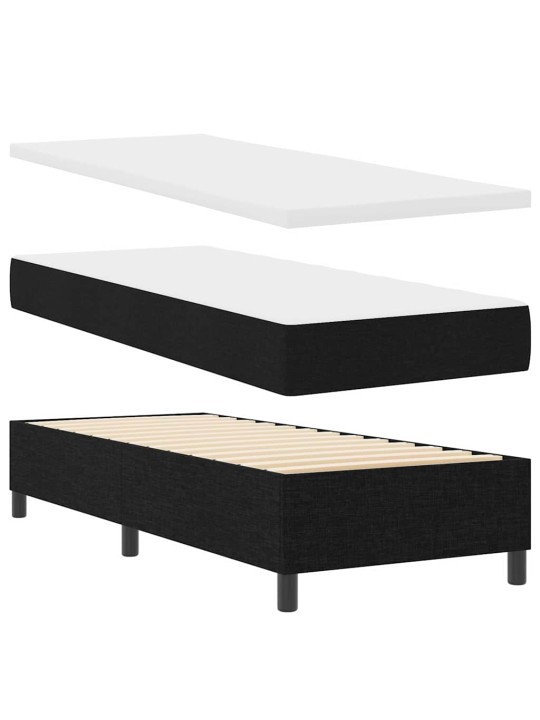 Kastītes atsperu gulta ar matraci melna 80 x 200 cm audums