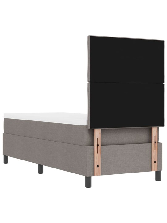 Kastītes atsperu gulta ar matraci pelēkbrūna 80 x 200 cm audums