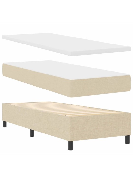 Kastītes atsperu gulta ar matraci krēmkrāsa 80 x 200 cm audums