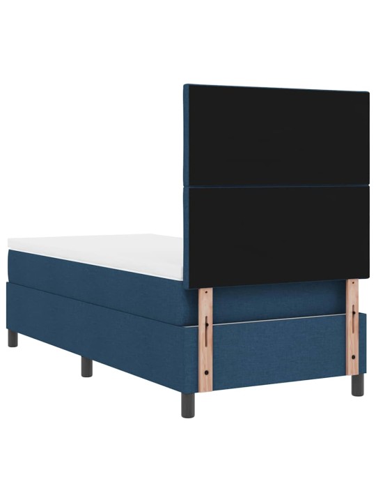 Kastītes atsperu gulta ar matraci zila 90 x 200 cm audums