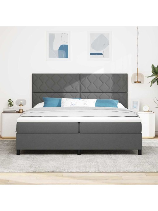 Kastītes atsperu gulta tumši pelēka 200 x 200 cm audums