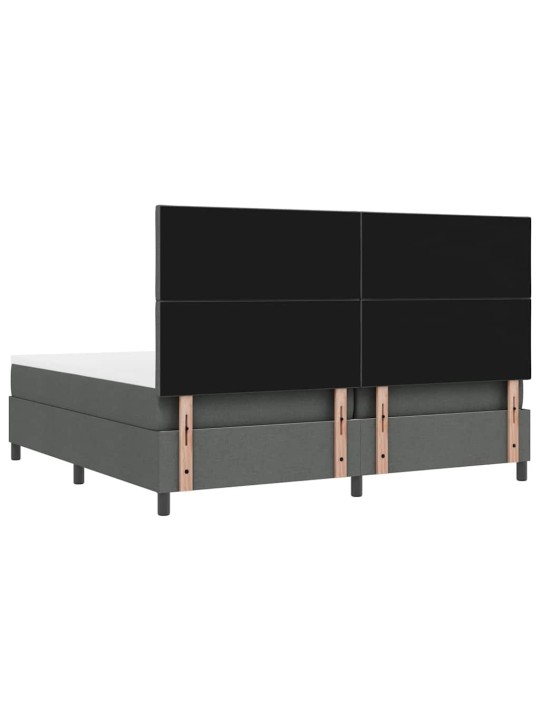 Kastītes atsperu gulta tumši pelēka 200 x 200 cm audums