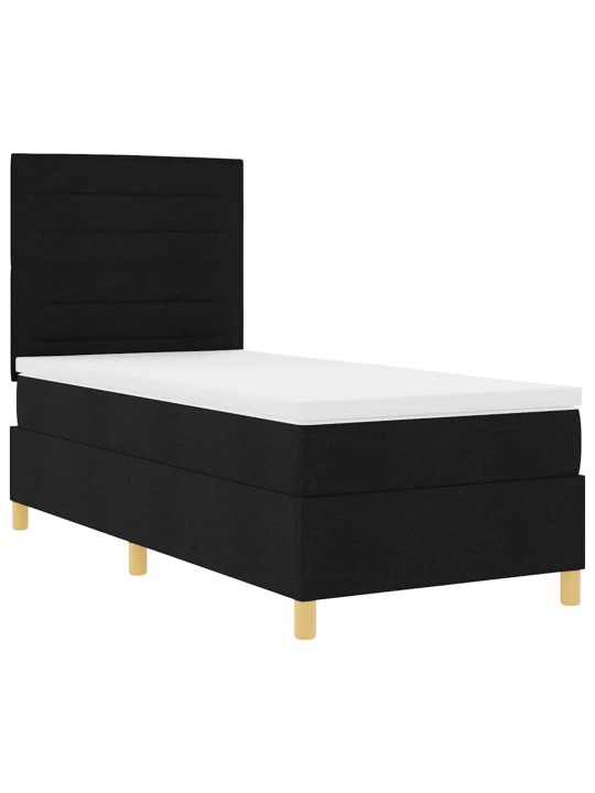 Kastītes atsperu gulta ar matraci melna 100 x 200 cm audums