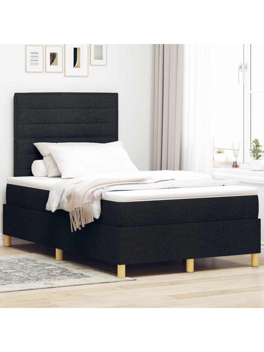 Kontinentālā gulta ar matraci melna 120 x 200 cm audums