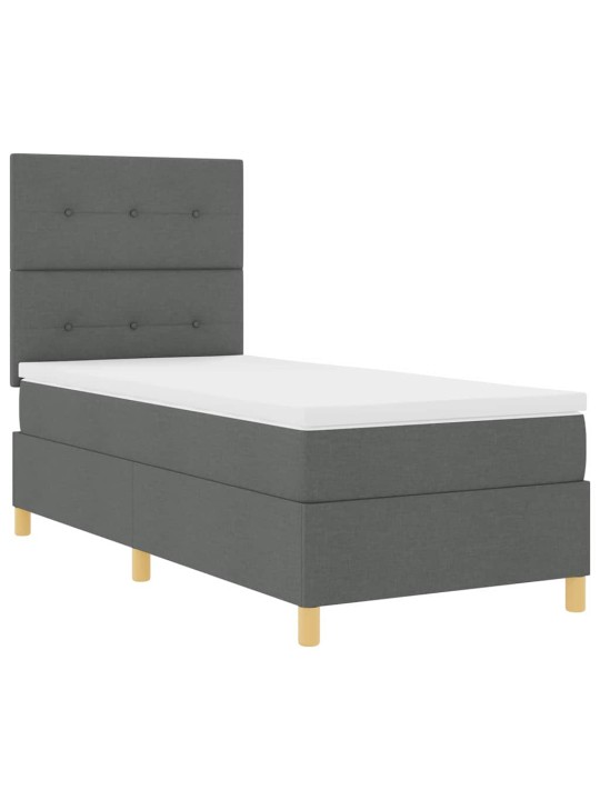 Kastītes atsperu gulta tumši pelēka 80 x 200 cm audums